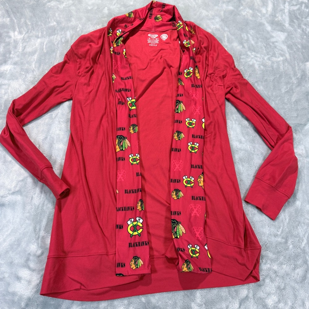 Concepts Sport Chicago Blackhawks‎ Womens Red  Open Cardigan Wrap Sweater M